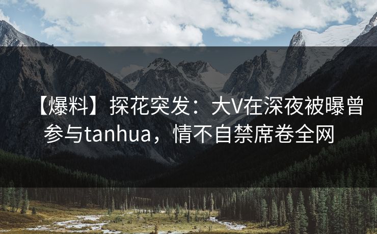 【爆料】探花突发：大V在深夜被曝曾参与tanhua，情不自禁席卷全网