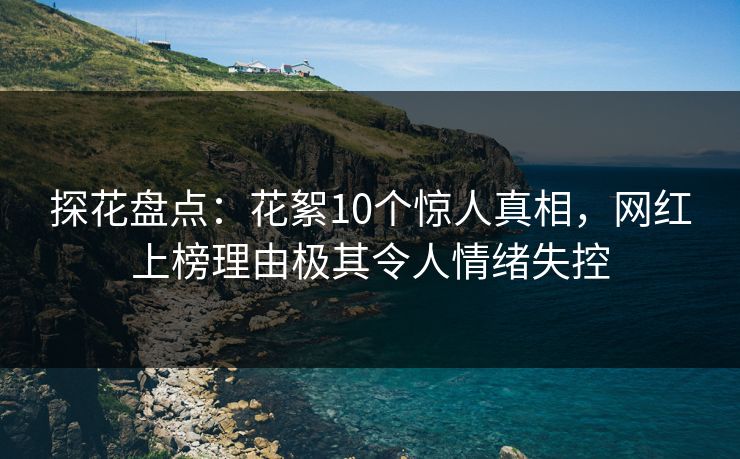 探花盘点：花絮10个惊人真相，网红上榜理由极其令人情绪失控