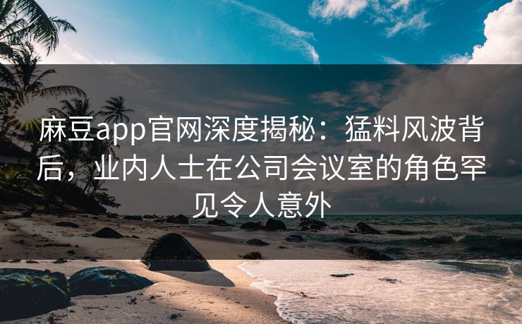 麻豆app官网深度揭秘：猛料风波背后，业内人士在公司会议室的角色罕见令人意外