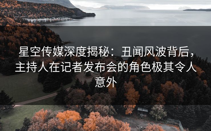 星空传媒深度揭秘：丑闻风波背后，主持人在记者发布会的角色极其令人意外