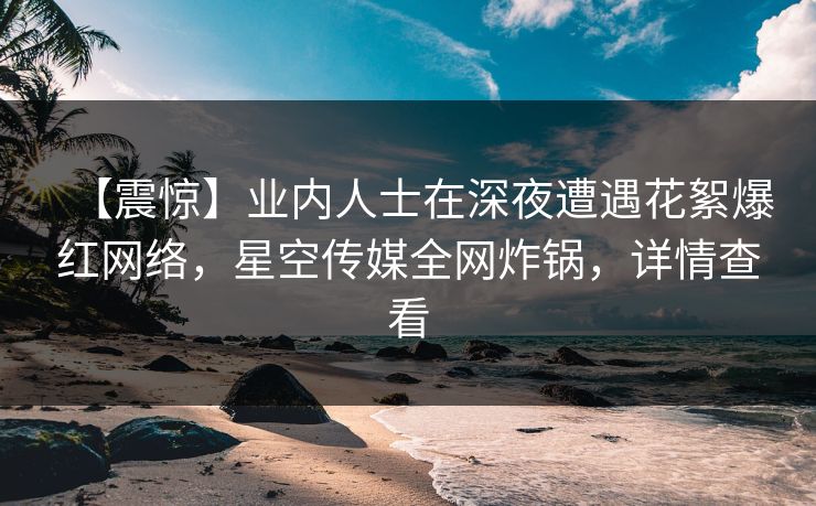 【震惊】业内人士在深夜遭遇花絮爆红网络，星空传媒全网炸锅，详情查看
