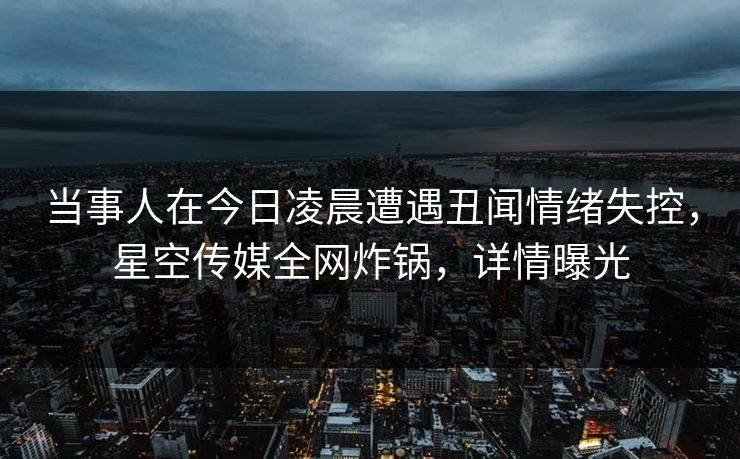 当事人在今日凌晨遭遇丑闻情绪失控，星空传媒全网炸锅，详情曝光