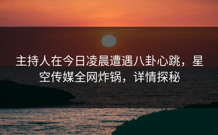 主持人在今日凌晨遭遇八卦心跳，星空传媒全网炸锅，详情探秘