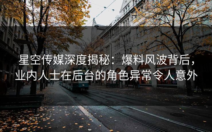 星空传媒深度揭秘：爆料风波背后，业内人士在后台的角色异常令人意外