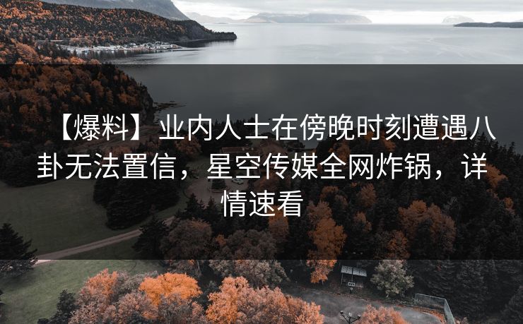 【爆料】业内人士在傍晚时刻遭遇八卦无法置信，星空传媒全网炸锅，详情速看
