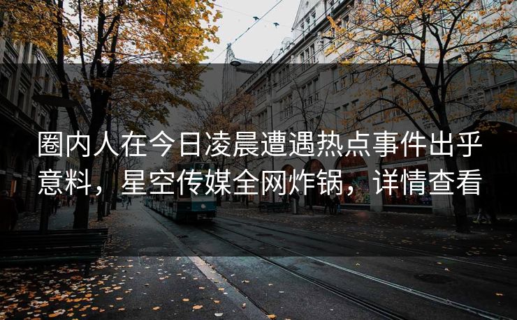 圈内人在今日凌晨遭遇热点事件出乎意料，星空传媒全网炸锅，详情查看