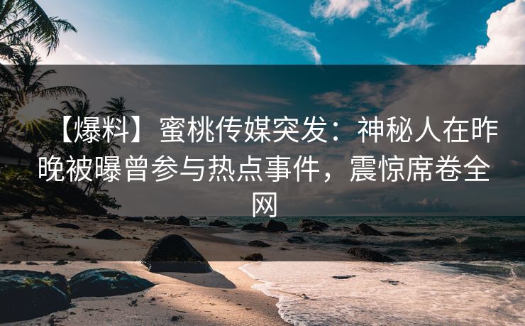【爆料】蜜桃传媒突发：神秘人在昨晚被曝曾参与热点事件，震惊席卷全网