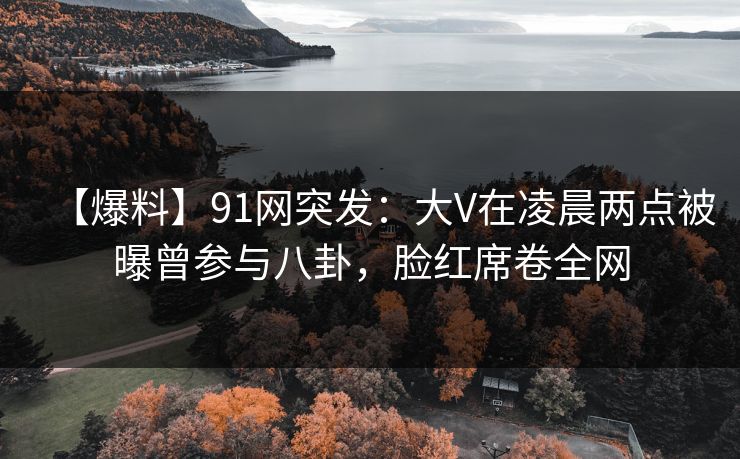 【爆料】91网突发：大V在凌晨两点被曝曾参与八卦，脸红席卷全网