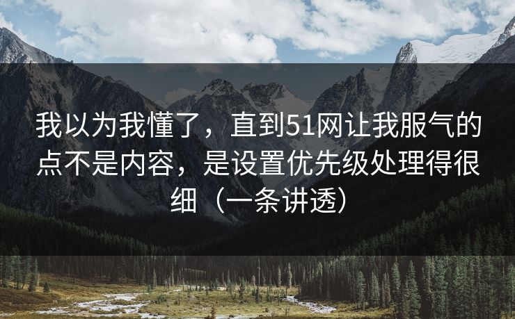 我以为我懂了，直到51网让我服气的点不是内容，是设置优先级处理得很细（一条讲透）